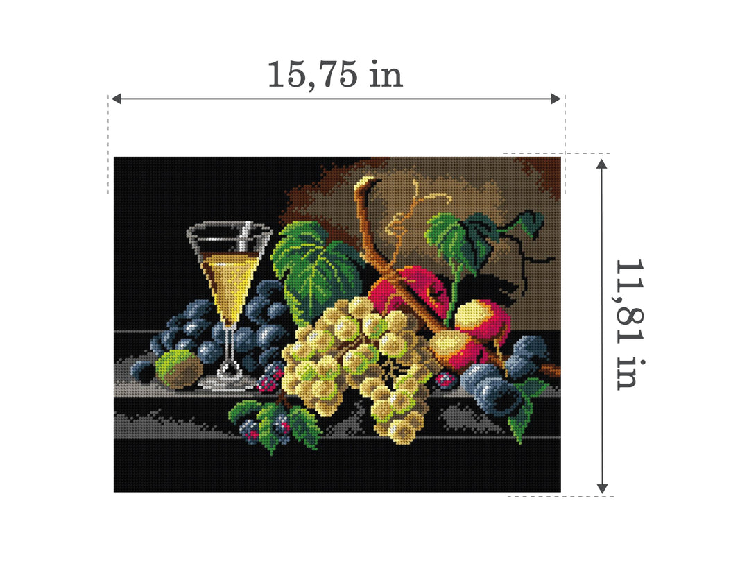 Gobelin canvas for halfstitch without yarn after Severin Roesen - Still Life with Champagne Glass 2961J
