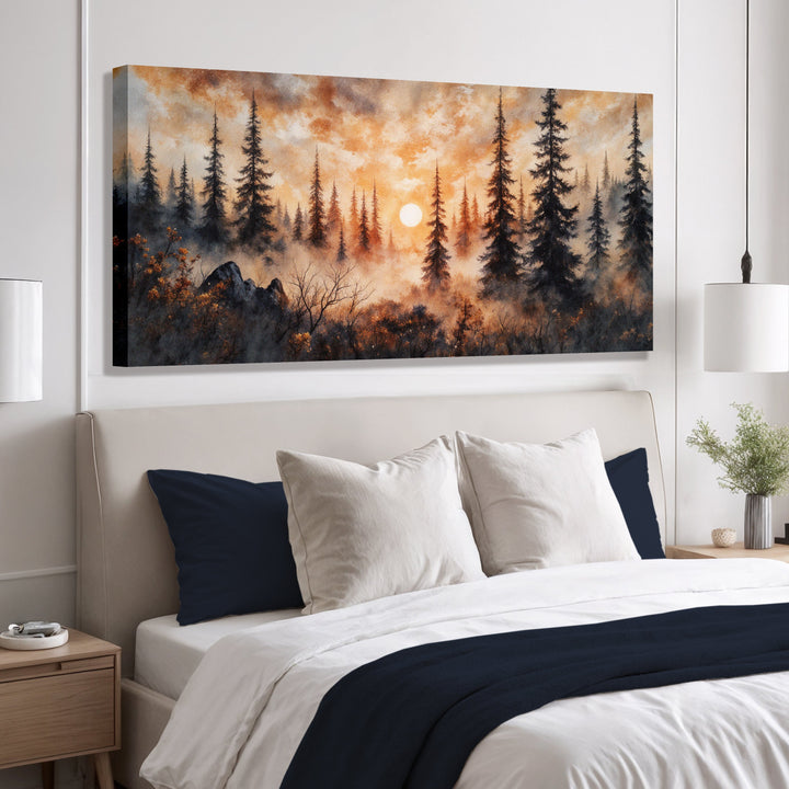 Rustic Forest Sunset Wall Art