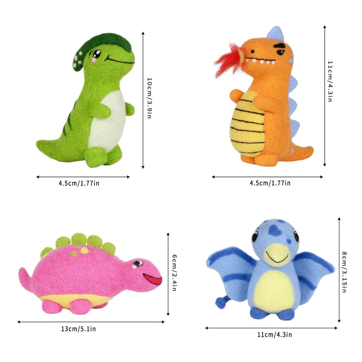 Dinosaurs Needle Felting Kit. Wizardi DIY Wool Craft Kit F07N8-Z-02