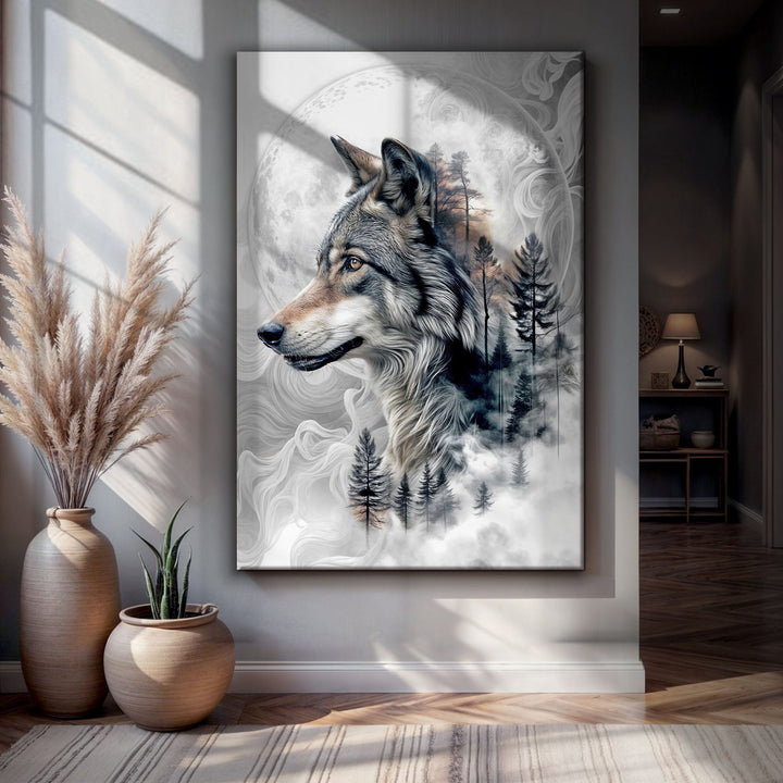 Wolf Double Exposure Wall Art