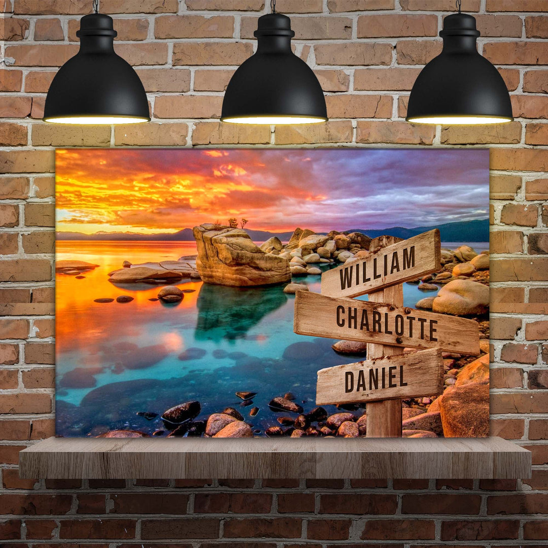 Sunset Beach Skies Family Names Sign