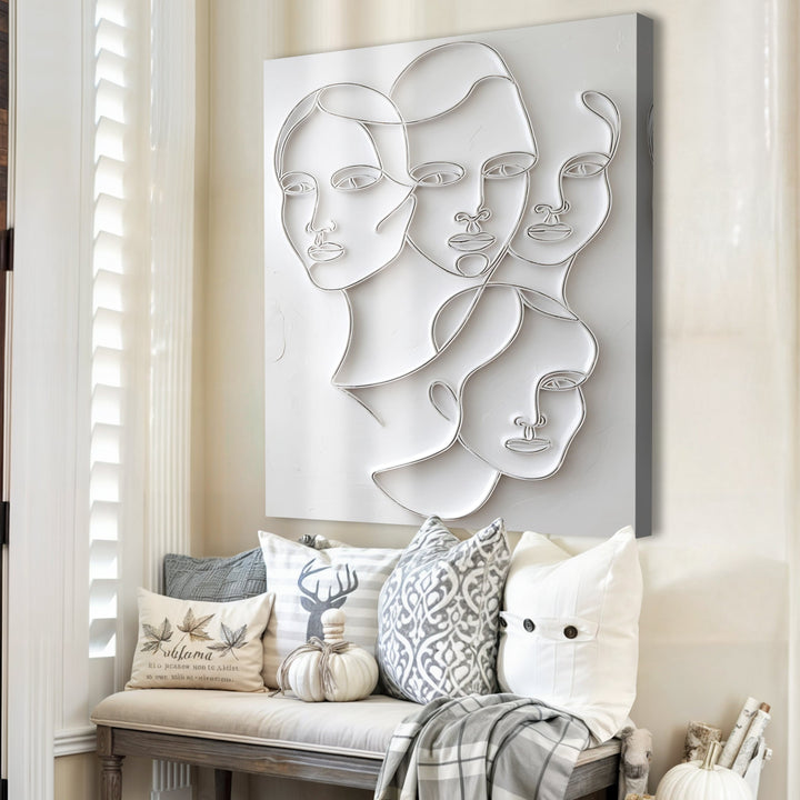 3D Minimalist Faces Wall Art