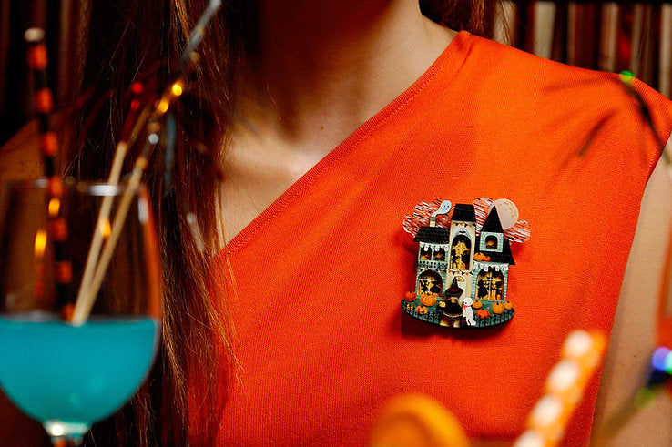 Halloween Party House Brooch by Laliblue