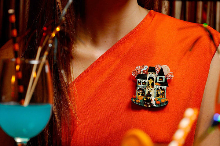 Halloween Party House Brooch by Laliblue
