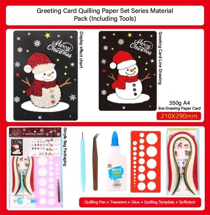 Christmas Snowman DIY Making Kit. Paper Quilling Set F07M3-6-Snowman
