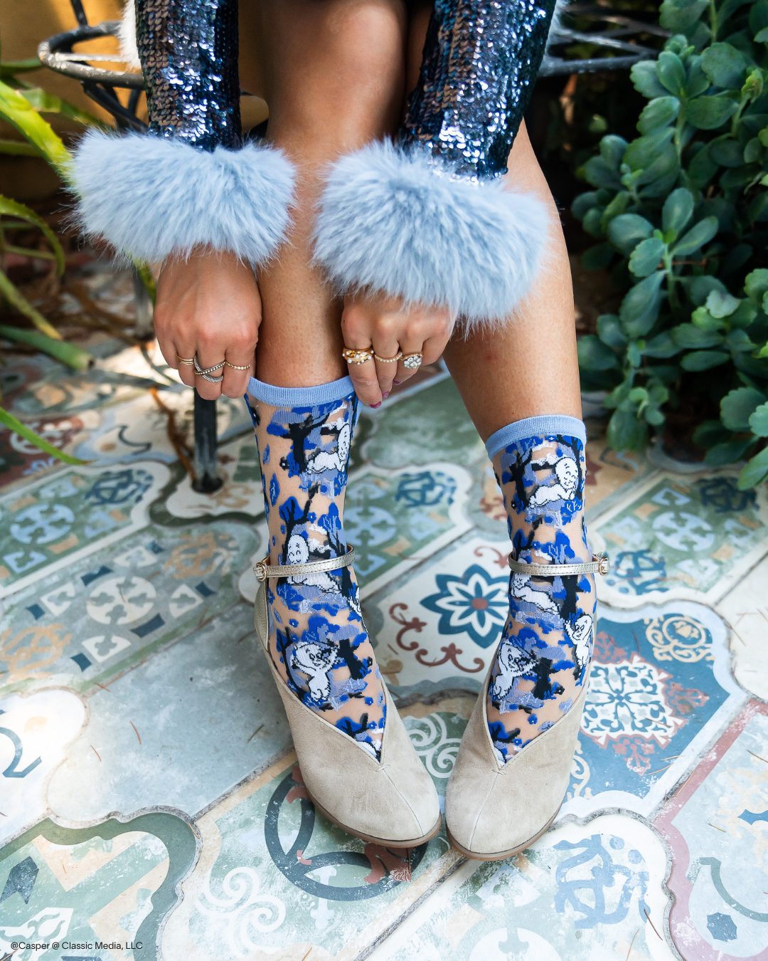 Casper and Trees Sheer Crew Sock