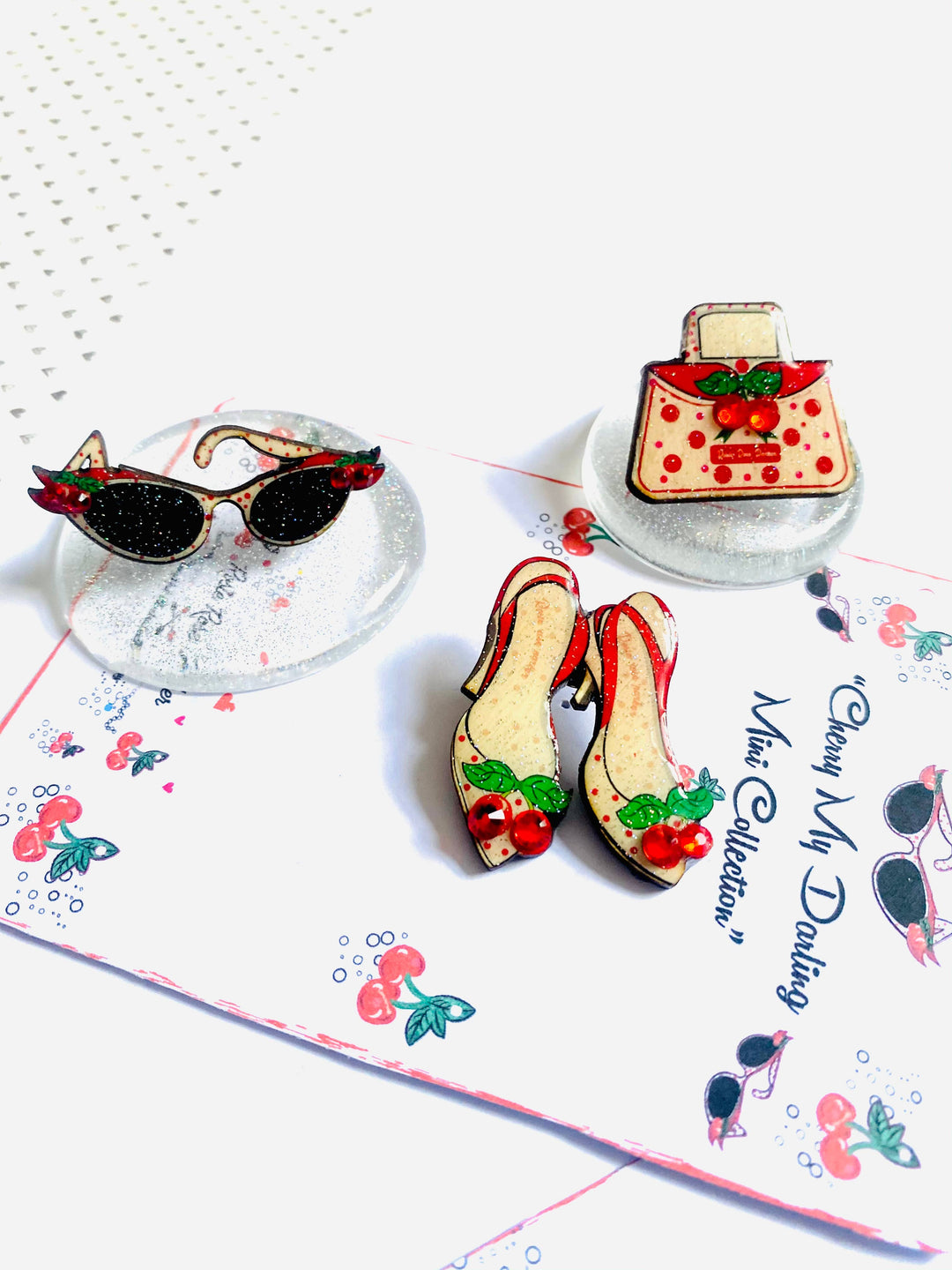 Cherry Handbag Pin Retro 50s Inspired Brooch