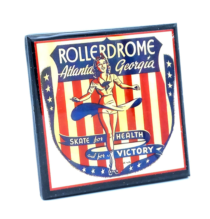Vintage Roller Skating Rink Drink Coaster Set - Let's Roll