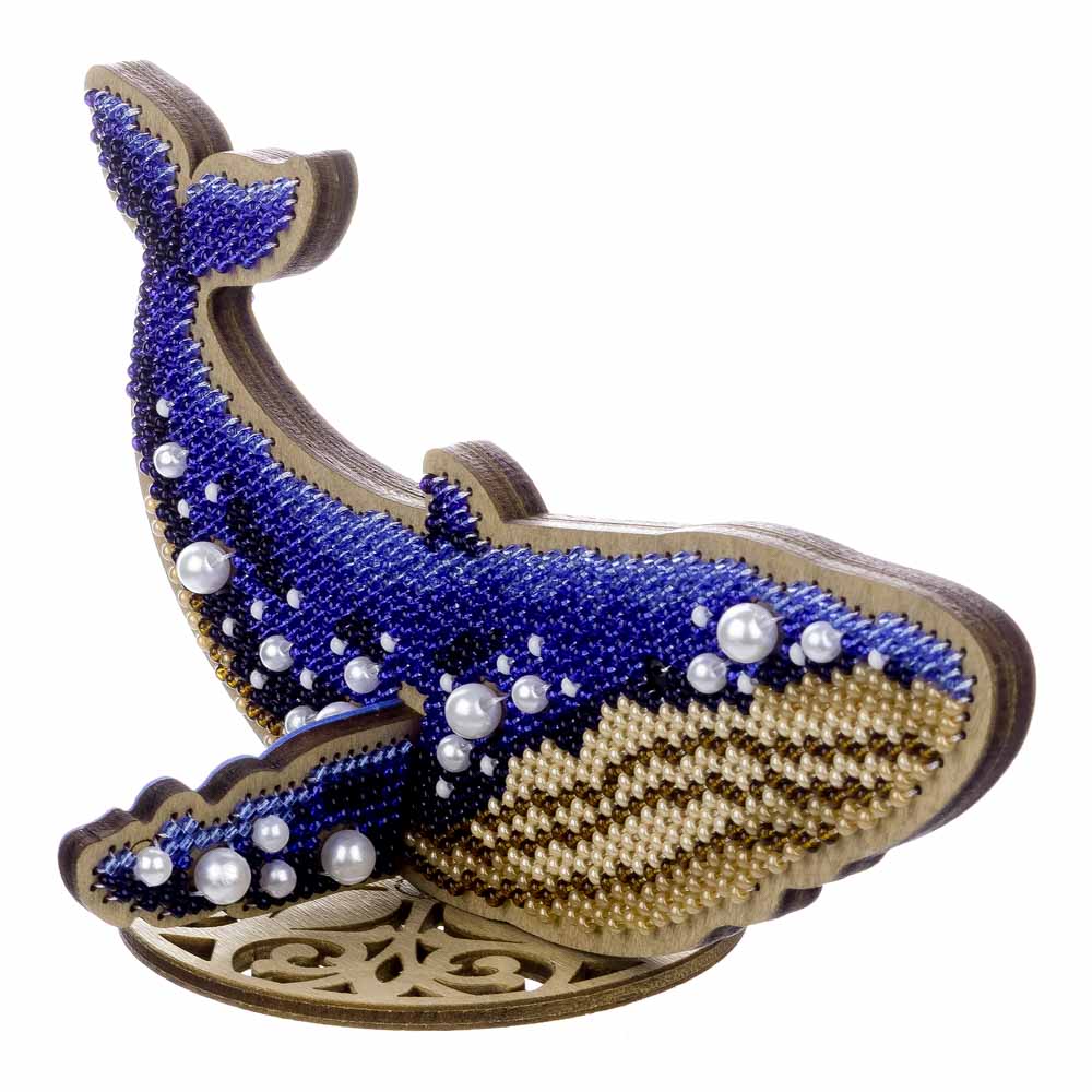 Wooden Bead Embroidery Kit – “Blue Whale” FLK-582