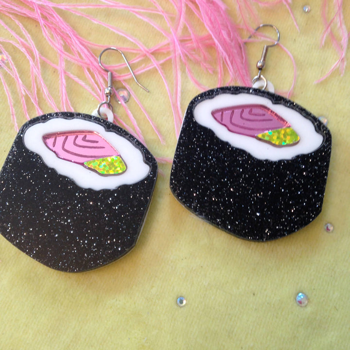 Sushi Roll Acrylic Statement Earrings