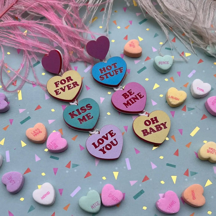 Valentine's Day Conversation Heart Statement Earrings