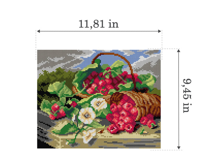Gobelin canvas for halfstitch without yarn after Eloise Harriet Stannard - Still Life with Raspberries 3503H