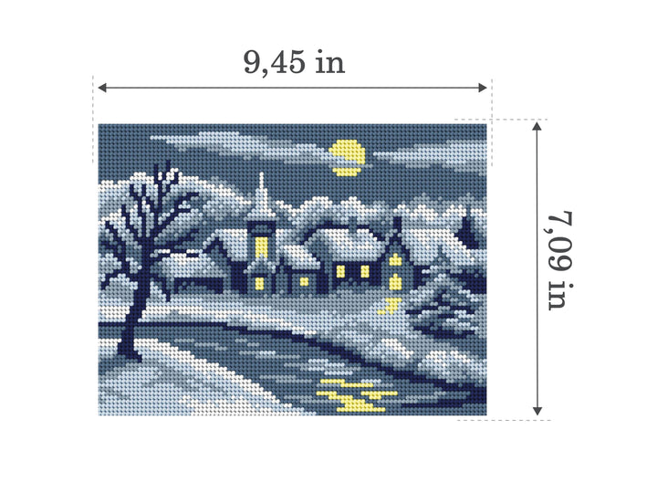 Gobelin canvas for halfstitch without yarn Winter Landscape with a River 3508F