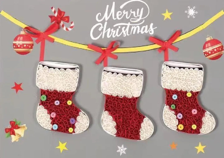 Christmas Stockings DIY Making Kit. Paper Quilling Set F07M3-6-Stocking