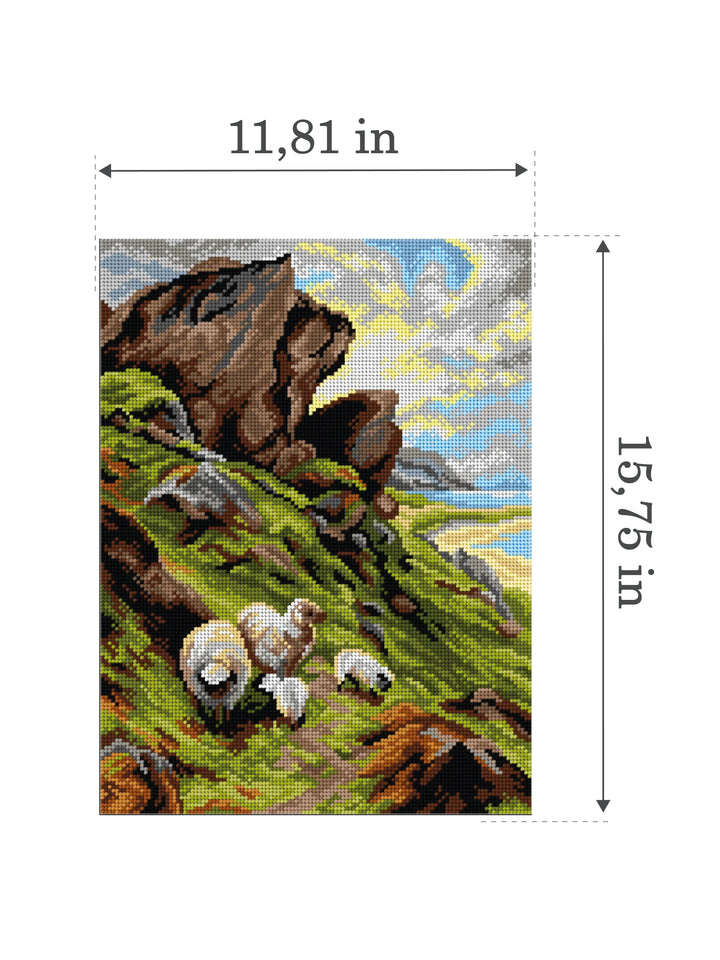 Needlepoint canvas for halfstitch without yarn after Joseph Farquharson - Rugged Pasture 3553J