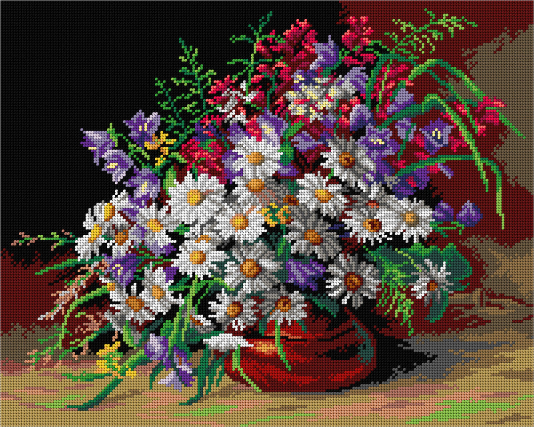Needlepoint canvas for halfstitch without yarn  after Friedrich Meyer Rubritius - Still Life with Flowers 3589M