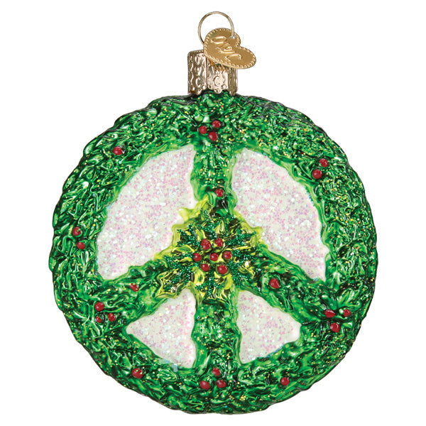 Holly Peace Symbol Ornament