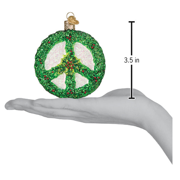 Holly Peace Symbol Ornament