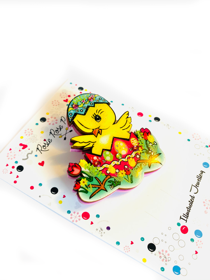 Benny the Easter Chick Brooch by Rosie Rose Parker