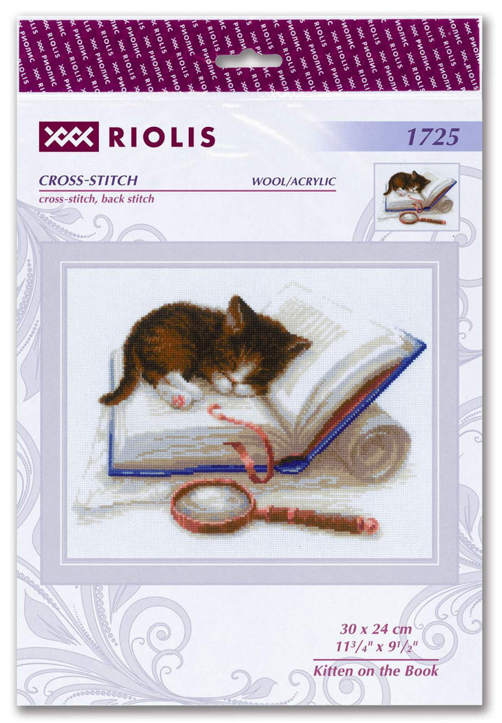 Kitten on the Book R1725 Counted Cross Stitch Kit
