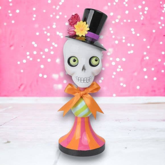 14.5 inch quirky skull pedestal riser by December Diamonds (alternate view)