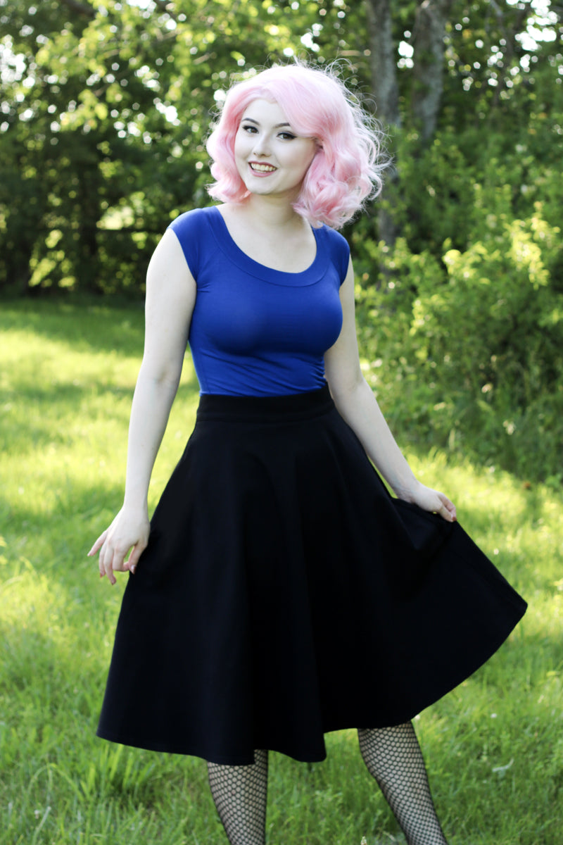 Retro Boat Neck Top in Royal Blue