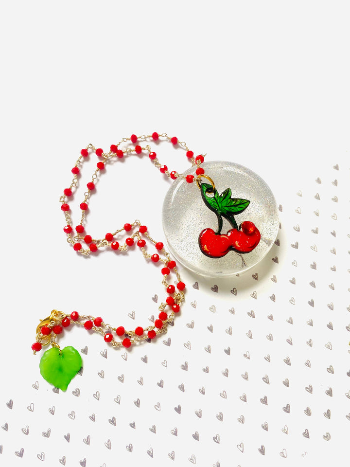 Retro Cherry Beaded Necklace by Rosie Rose Parker