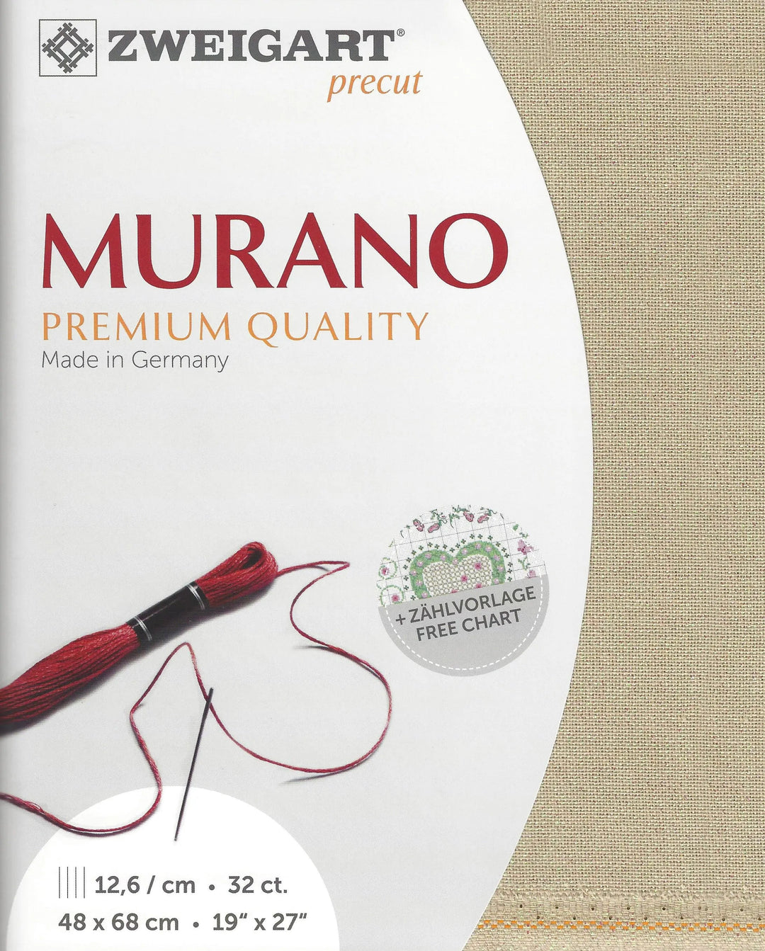 Precut Murano 32 count Beige with pearl lurex 3984/7211