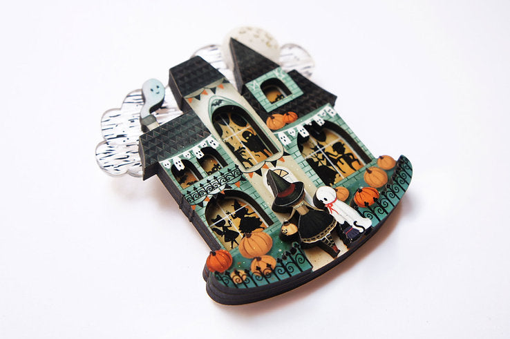 Halloween Party House Brooch by Laliblue