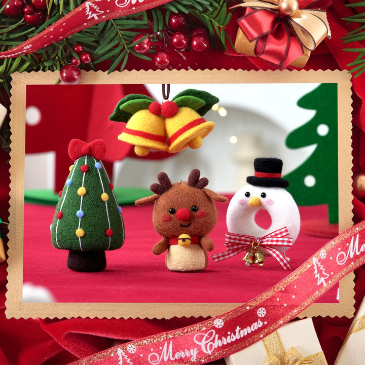 Christmas Donut, Bell, Tree and Reindeer Needle Felting Kit. Wizardi DIY Wool Craft Kit F07N8-Z-11