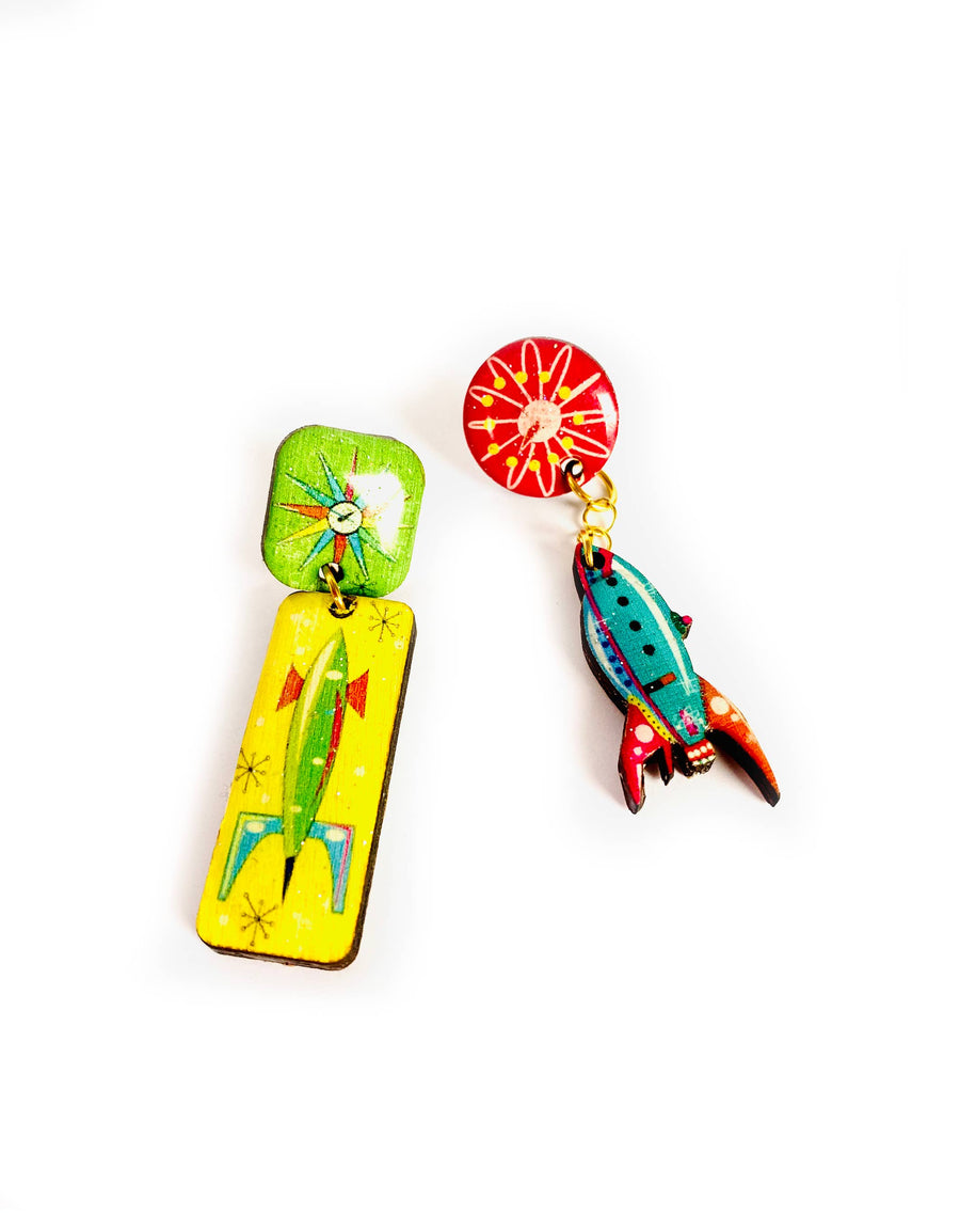 Retro Rocket Statement Earrings by Rosie Rose Parker