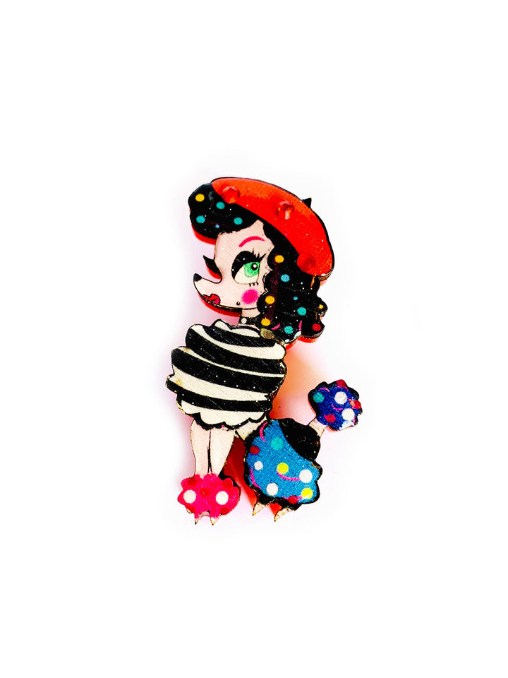 Lulu goes to Paris Poodle Brooch by Rosie Rose Parker
