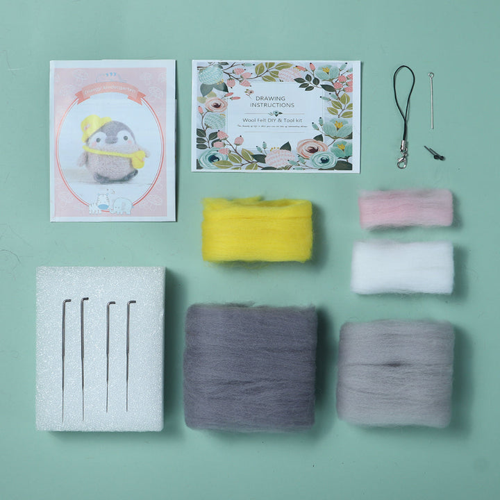 Casual Penguin Needle Felting Kit. Wizardi DIY Wool Craft Kit F07N8-W117