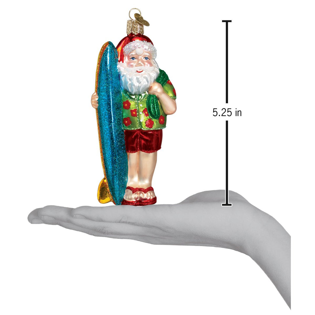 Surfer Santa Ornament