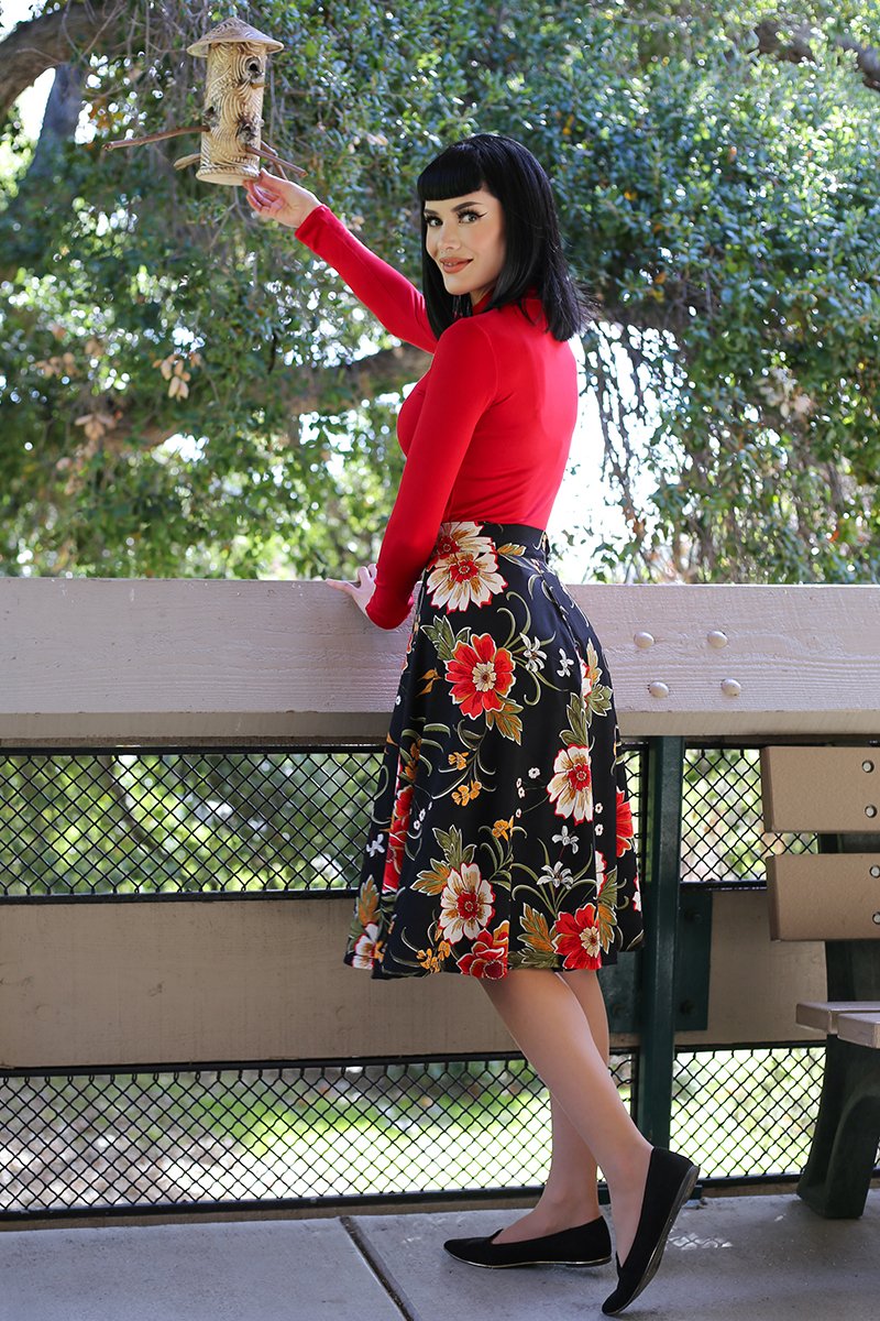 Charlotte Skirt in Black Floral - 4X only