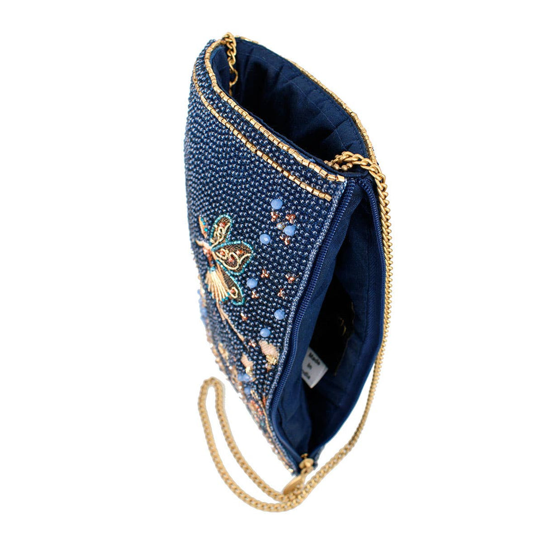 Fairy Dust and Floral Blue Beaded Crossbody Phone Bag by Mary Frances