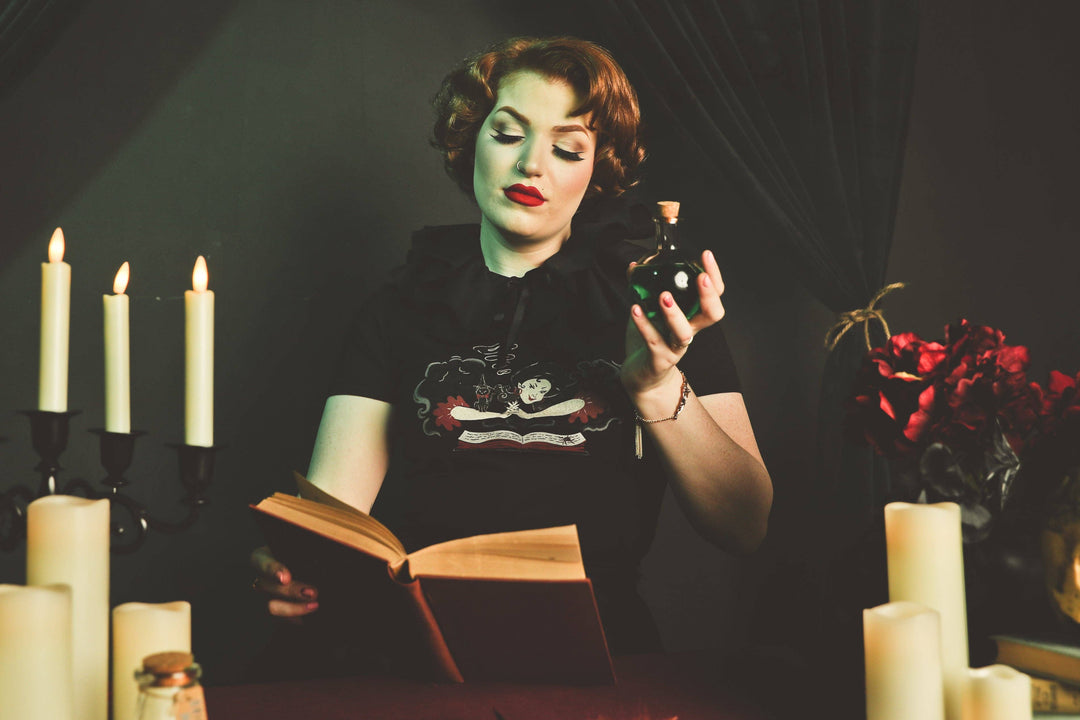 Witch Bible Fitted Tee in Black - SMALL