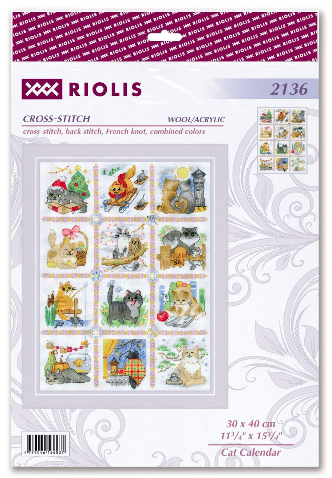 Cat Calendar R2136 Counted Cross Stitch Kit