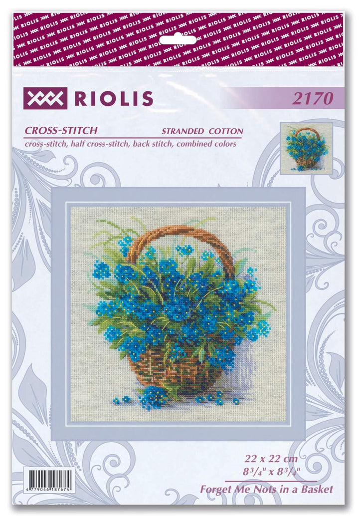 Forget Me Nots in a Basket R2170 Counted Cross Stitch Kit