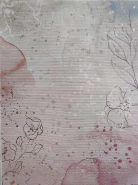 Frosted Sketch Designer Printed AIDA Fabric. Canvas for embroidery with an applied background  KF-1173A