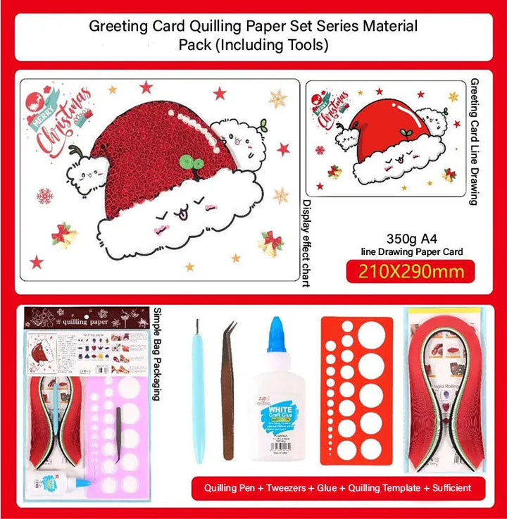 Christmas Hat DIY Making Kit. Paper Quilling Set F07M3-6-Hat