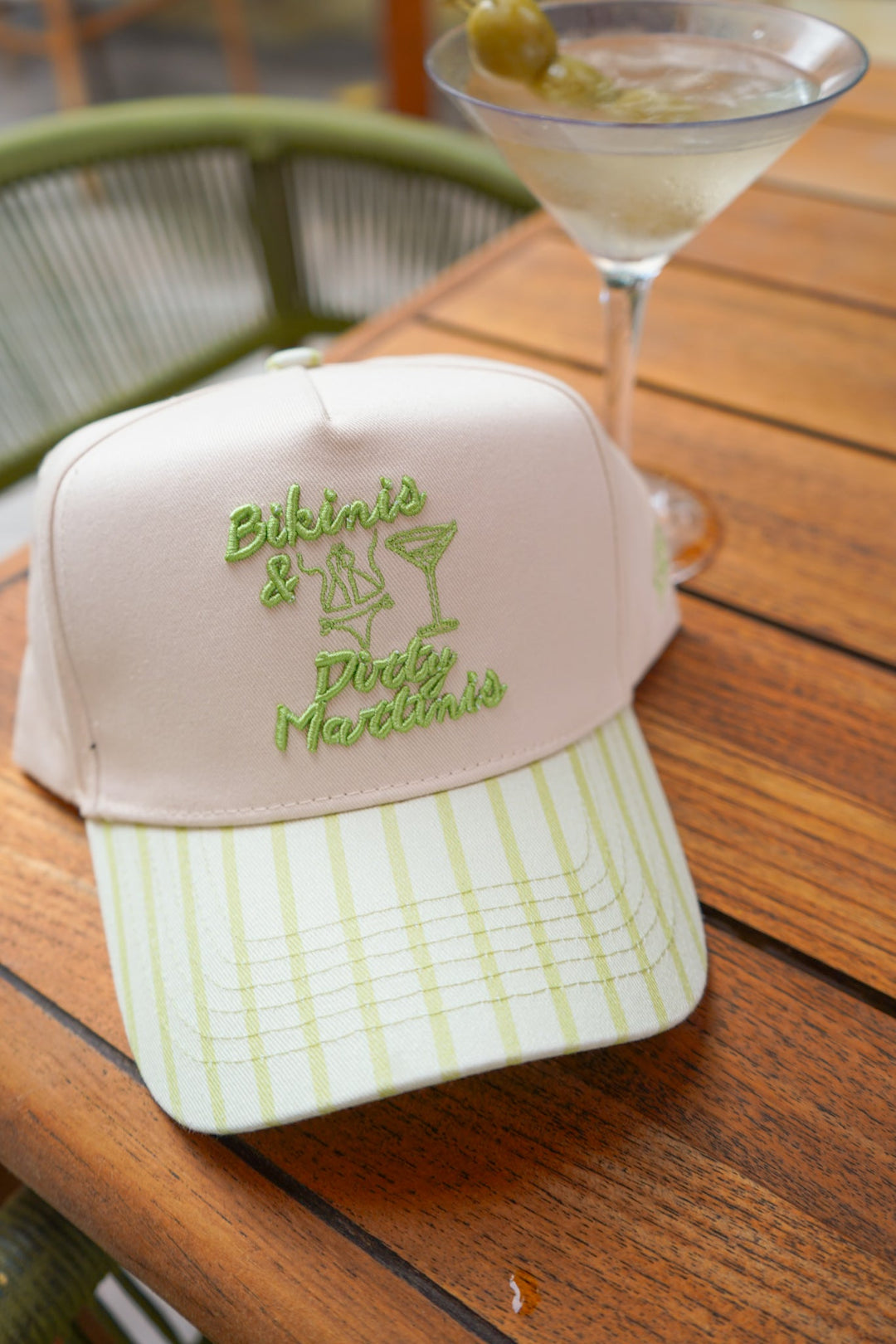 Bikinis & Dirty Martinis - Green Stripe Trucker Hat