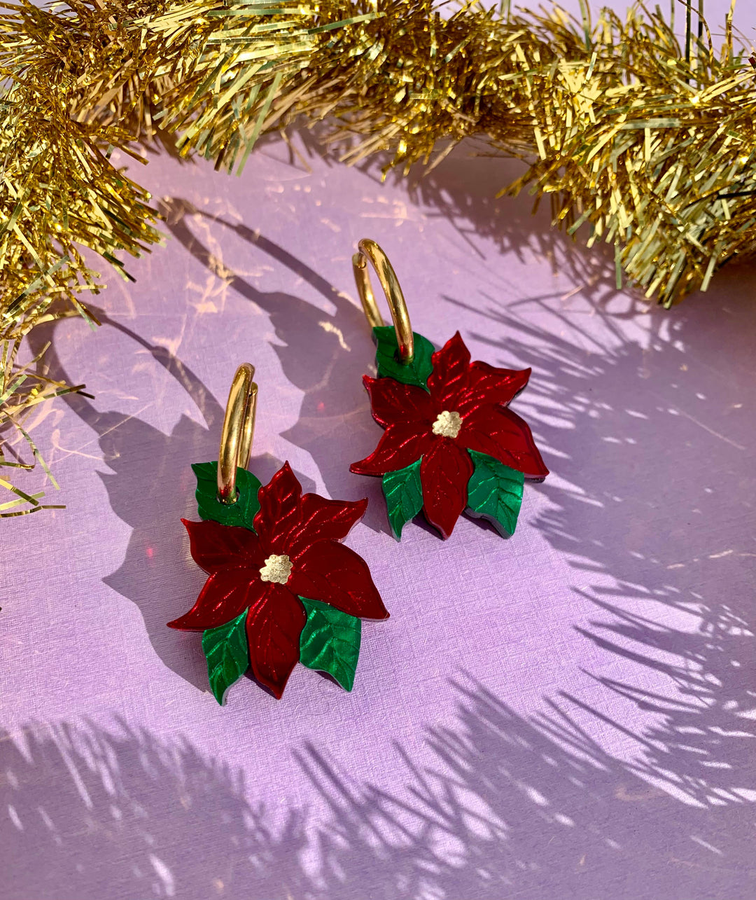 Poinsettia Acrylic Earrings