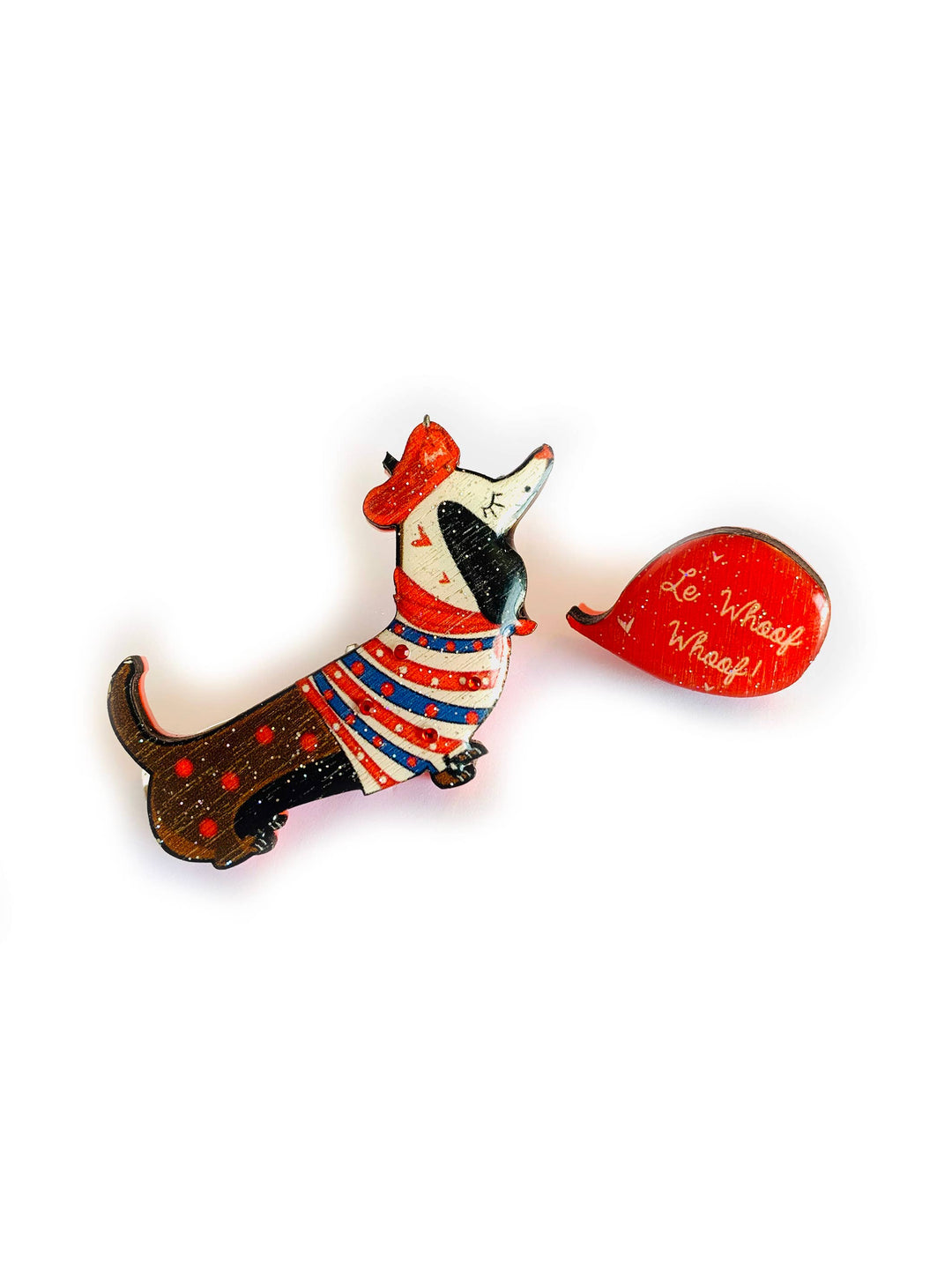 Bonjour Pierre French Dog Brooch by Rosie Rose Parker