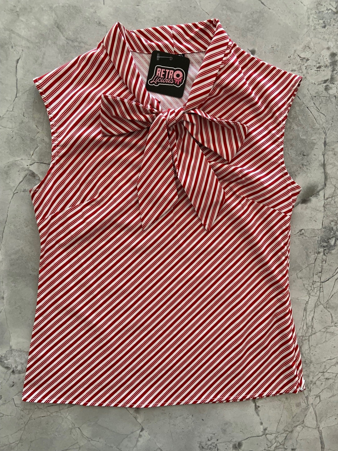 Candy Cane Stripe Bow Top - Plus Sizes only