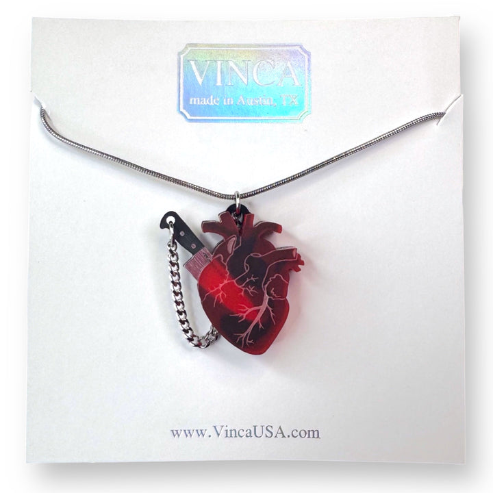Chopped Heart Necklace - Drop Dead Red