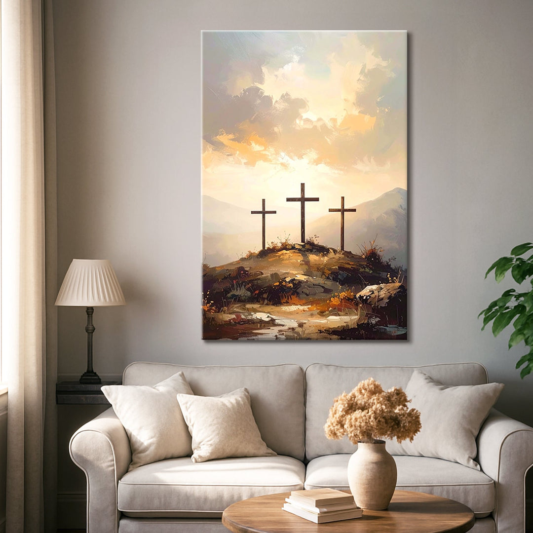 Three Crosses on Calvary Faith Wall Art