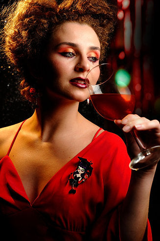Vampiress w/ Wine Brooch by Laliblue