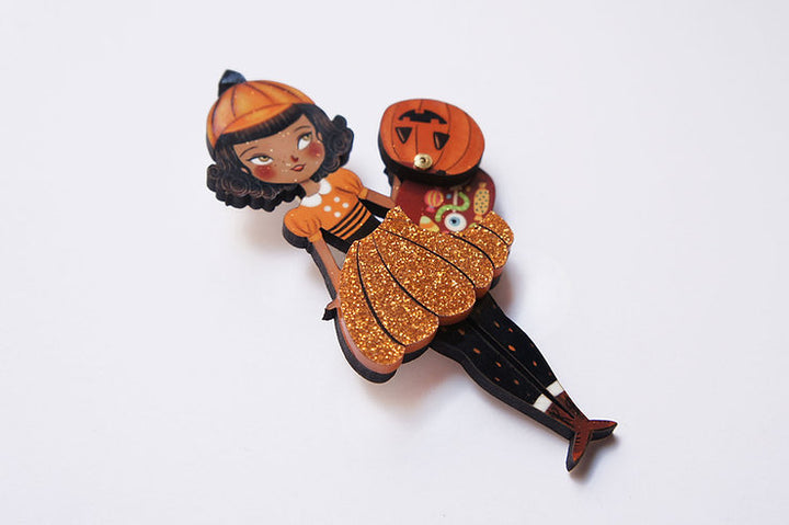 Pumpkin Woman Brooch by Laliblue