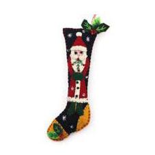 5.5" Black Stocking w/Red Santa by Stitch by Stitch image